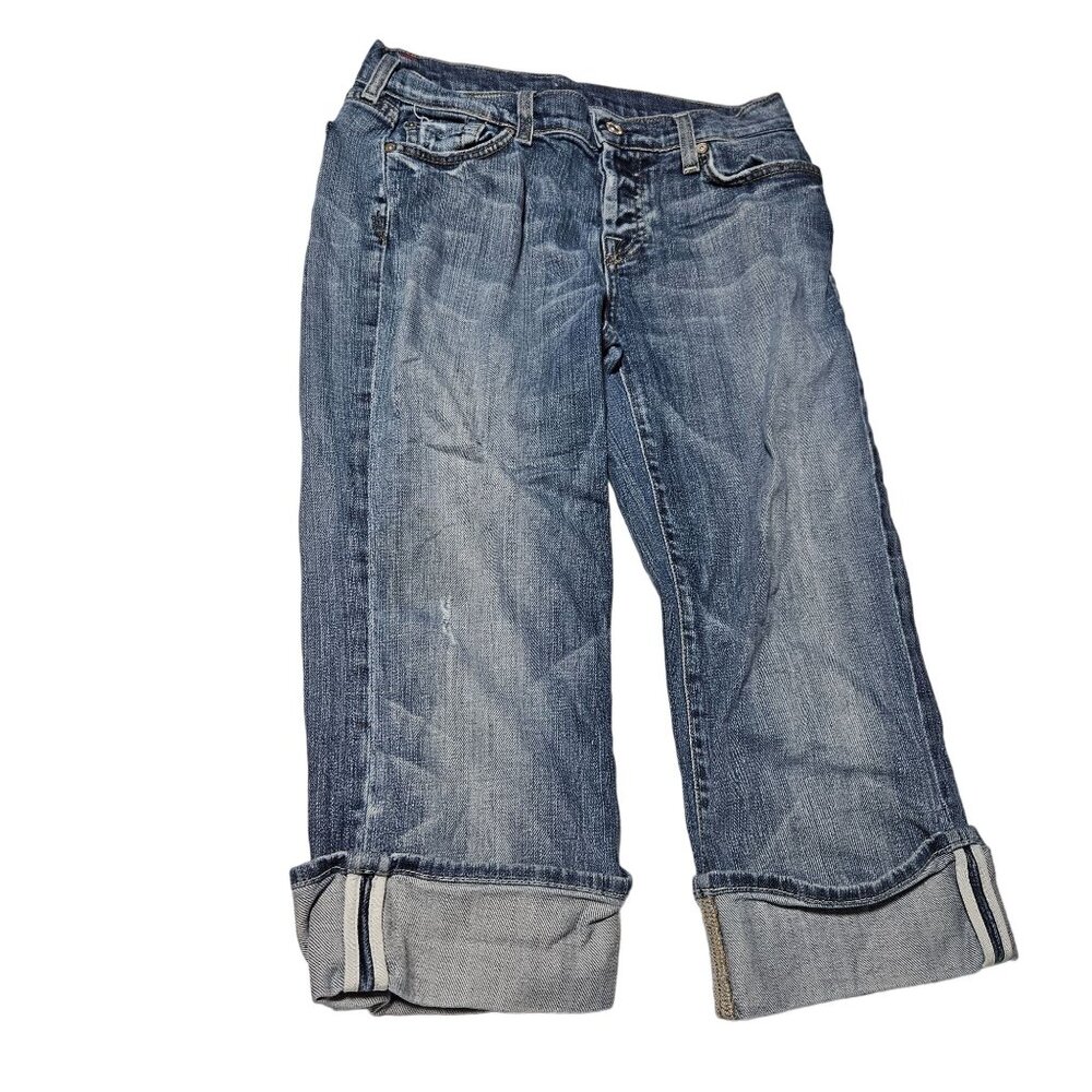 7 for all Mankind Capri Jeans Womens Size 30 Button Fly Low Rise Denim Pants